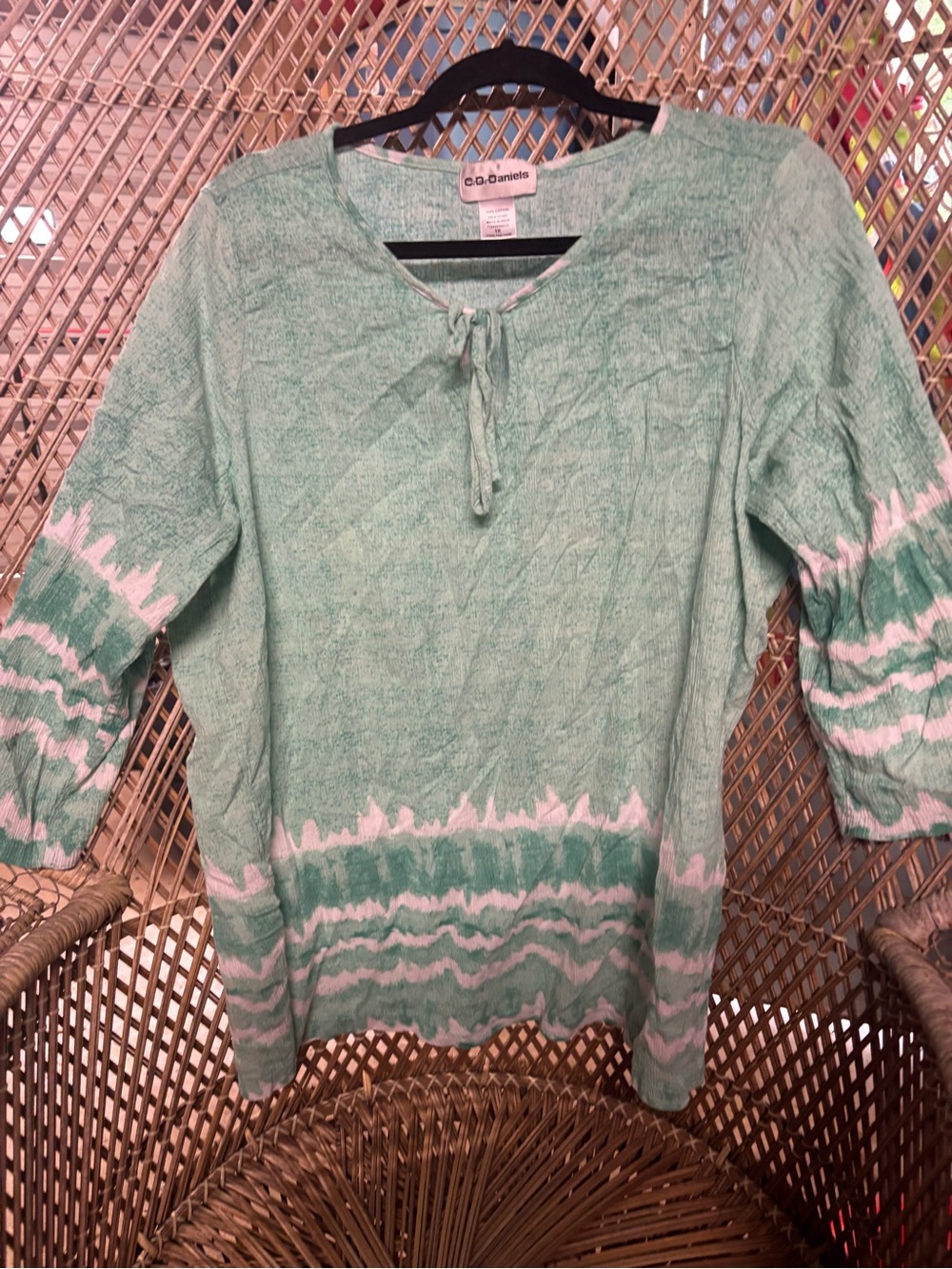 C&C California Mint Tie-Dye Tunic with Neck Tie